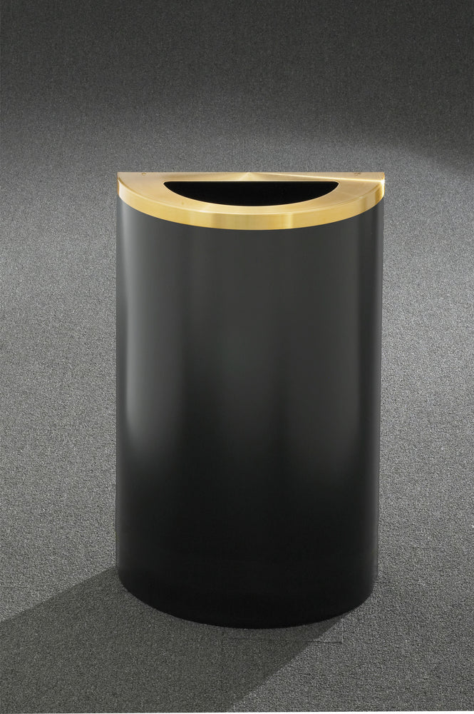 Glaro “Profile” 18"  Half Round Waste Receptacle –  Satin Brass Lid, Made in USA