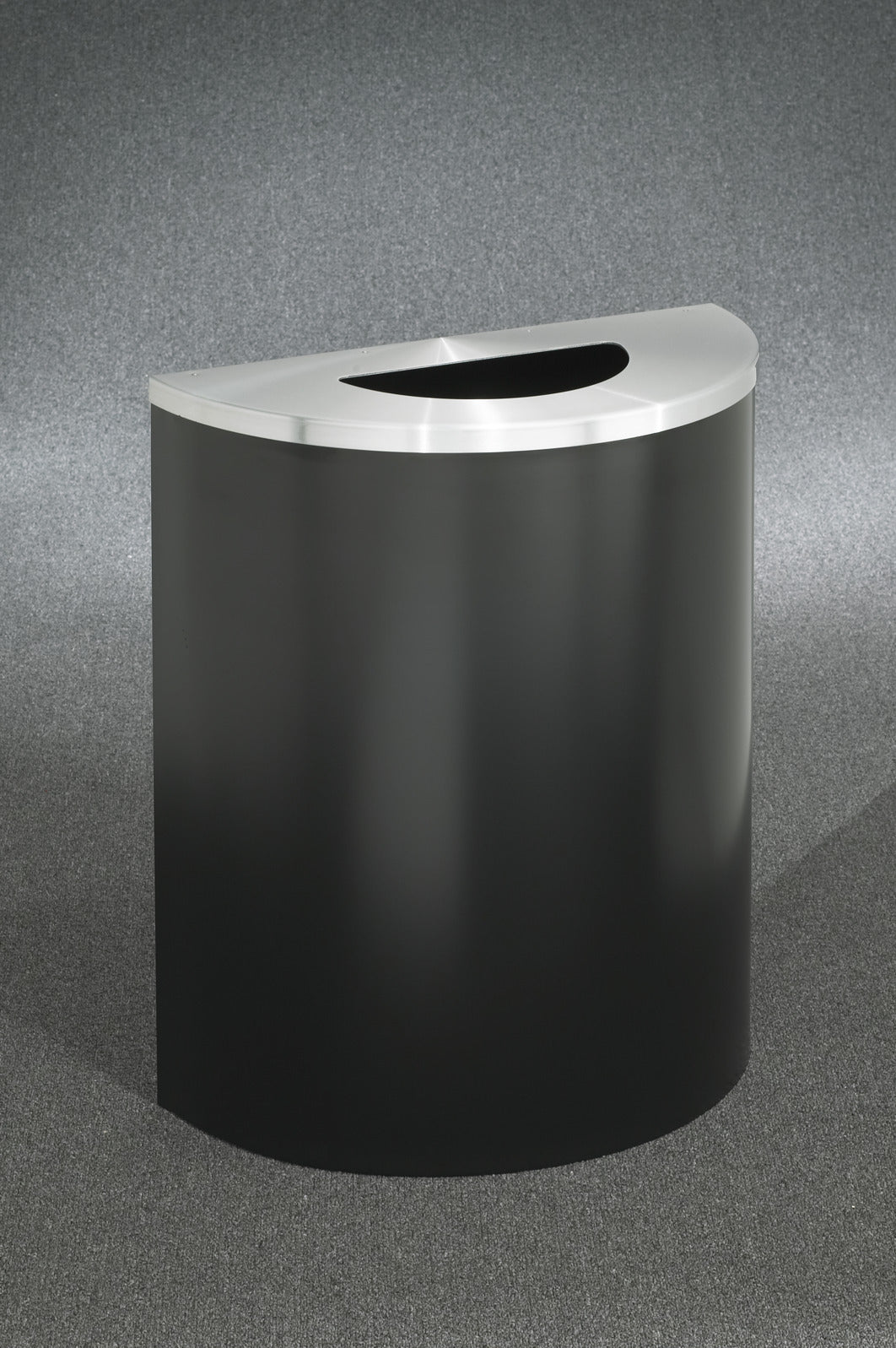 Glaro 24” Half Round Waste Receptacle – 24" / 29 Gallon Capacity, Satin Aluminum Lid,  Wall-Mountable, 31 Designer Finishes, Made in USA