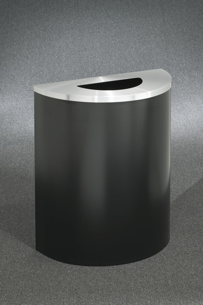 Glaro 24” Half Round Waste Receptacle – 24" / 29 Gallon Capacity, Satin Aluminum Lid,  Wall-Mountable, 31 Designer Finishes, Made in USA