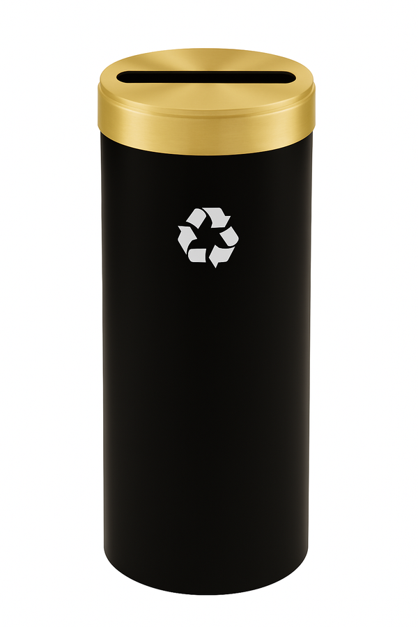 Glaro RecyclePro 1 Paper Recycling Receptacle | Slot Opening | Designer Finish Body with Satin Brass lid | Made in USA