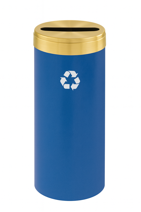 Glaro RecyclePro 1 Paper Recycling Receptacle | Slot Opening | Designer Finish Body with Satin Brass lid | Made in USA
