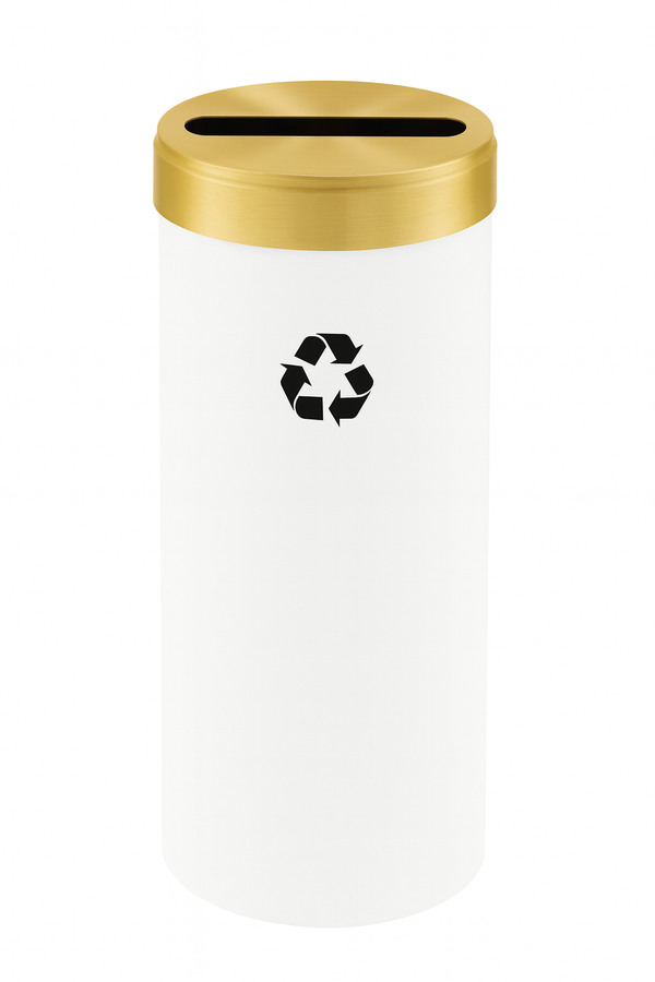 Glaro RecyclePro 1 Paper Recycling Receptacle | Slot Opening | Designer Finish Body with Satin Brass lid | Made in USA