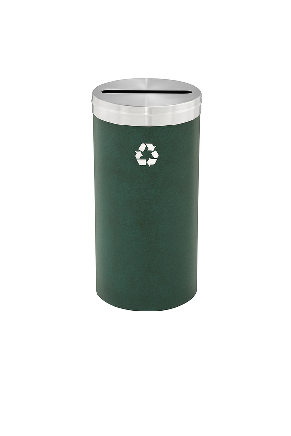 Glaro RecyclePro Value Paper Recycling Bin – Single Slot | Satin Aluminum Lid | 15–41 Gallons | Made in USA