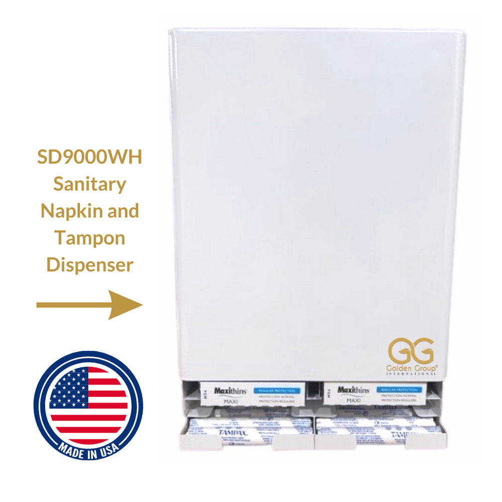 SD9000 High-Capacity Tampon & Pad Dispenser – Free Vend, ADA Compliant, Wall-Mounted