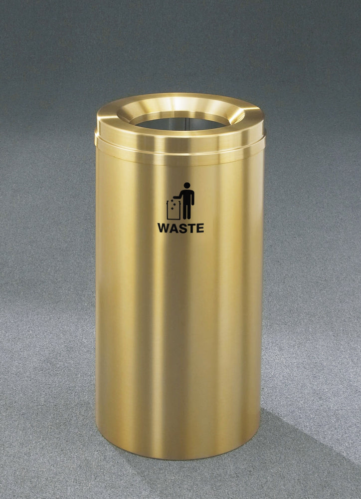 Glaro RecyclePro 1 Waste Receptacle | Large Opening | Satin Brass Finish | Made in USA