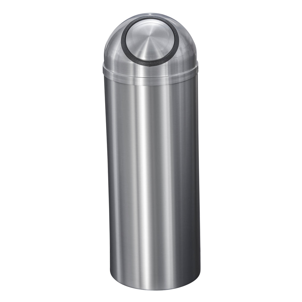 Glaro Waste Receptacle – Self-Closing Dome Top | Satin Aluminum Finish | Made in USA