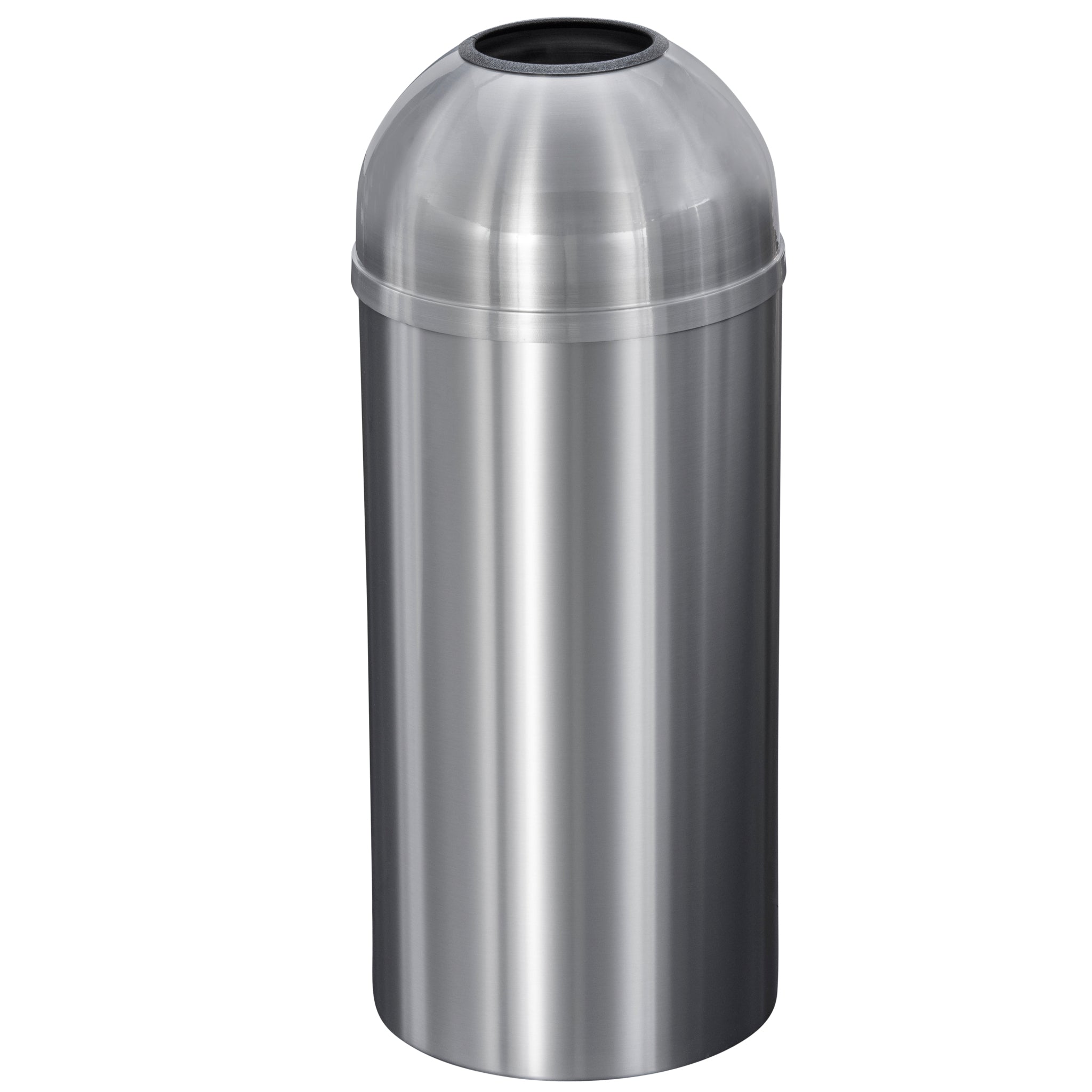 Glaro Waste Receptacle – Open Dome Top | Satin Aluminum | Made in USA