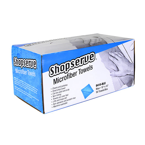Shopserve® Microfiber Towels in Dispensing Boxes, 12