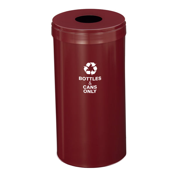 Glaro RecyclePro Value Bottles & Cans Bin – Round Opening with Matching Lid | Designer Colors | 15–41 Gallons | Made in USA