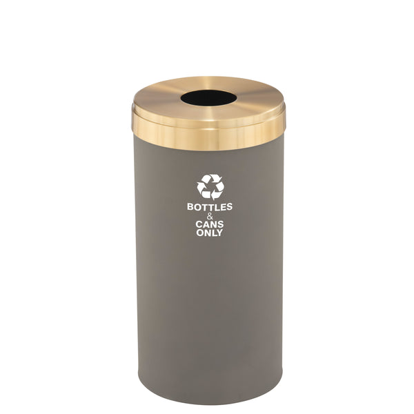 Glaro RecyclePro Value Recycling Receptacle – Bottles & Cans Opening with Satin Brass Lid & Designer Color Base | Choose Size | Made in USA