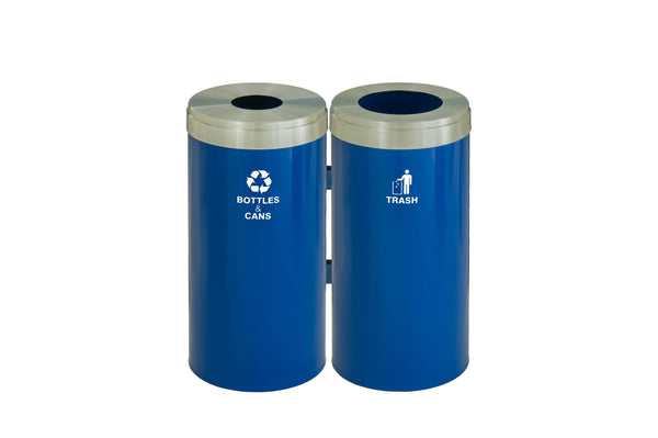 Glaro RecyclePro Value Connected Recycling Stations, Designer Color Base with Satin Aluminum Lid, 23 gallons each