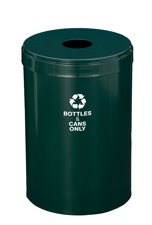 Glaro RecyclePro Value Bottles & Cans Bin – Round Opening with Matching Lid | Designer Colors | 15–41 Gallons | Made in USA