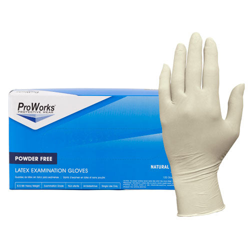 ProWorks Total Grip Latex Exam Gloves, 8 mil - Powder Free