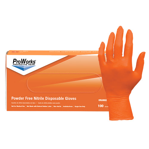 ProWorks® Nitrile Powder Free Disposable Gloves, Orange, 6 mil (GL-N155ORF)