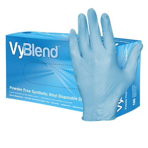 VyBlend™ Synthetic Vinyl Disposable Gloves, Powder Free, Blue, 3.5 mil (GL-VN104BF)