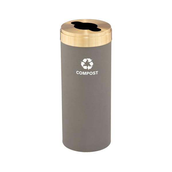 Glaro RecyclePro Value Recycling Bin – Mixed Recyclables Slot with Satin Brass Lid | 15-41 Gallons | Made in USA
