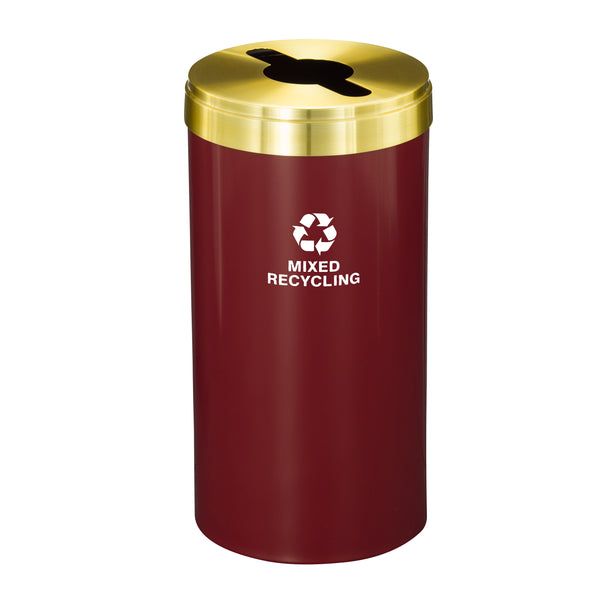 Glaro RecyclePro Value Recycling Bin – Mixed Recyclables Slot with Satin Brass Lid | 15-41 Gallons | Made in USA
