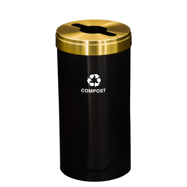 Glaro RecyclePro Value Recycling Bin – Mixed Recyclables Slot with Satin Brass Lid | 15-41 Gallons | Made in USA