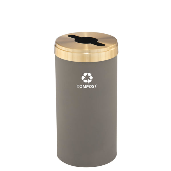 Glaro RecyclePro Value Recycling Bin – Mixed Recyclables Slot with Satin Brass Lid | 15-41 Gallons | Made in USA