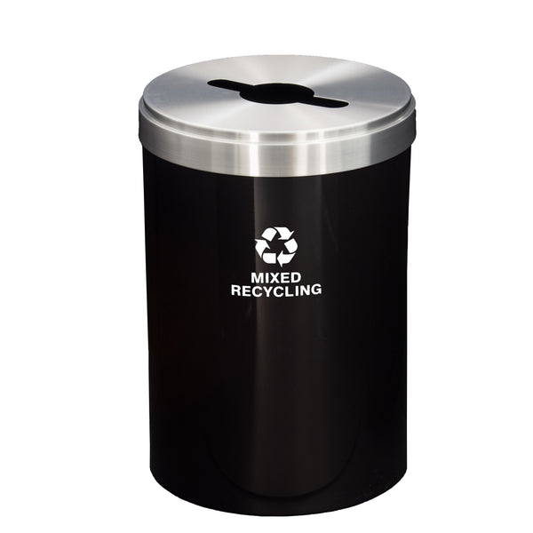 Glaro RecyclePro Value Mixed Recyclables Bin – Multi-Purpose Opening | Satin Aluminum Lid | 15–41 Gallons | Made in USA