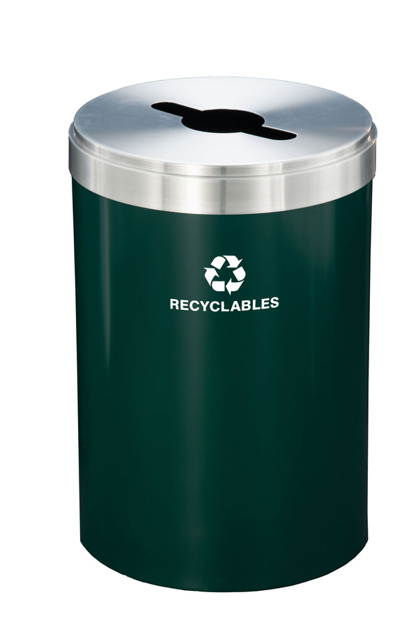 Glaro RecyclePro Value Mixed Recyclables Bin – Multi-Purpose Opening | Satin Aluminum Lid | 15–41 Gallons | Made in USA