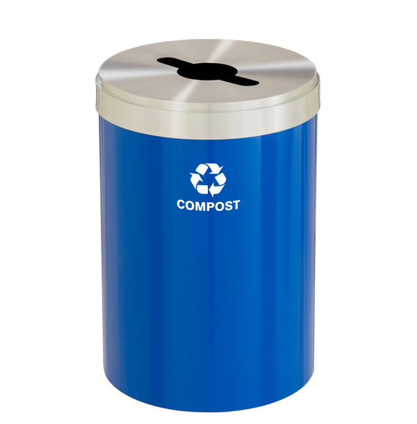 Glaro RecyclePro Value Mixed Recyclables Bin – Multi-Purpose Opening | Satin Aluminum Lid | 15–41 Gallons | Made in USA