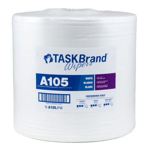 Taskbrand A105 Wiper, Creped, 12"X13"