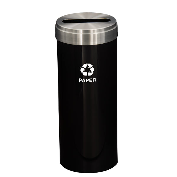 Glaro RecyclePro Value Paper Recycling Bin – Single Slot | Satin Aluminum Lid | 15–41 Gallons | Made in USA
