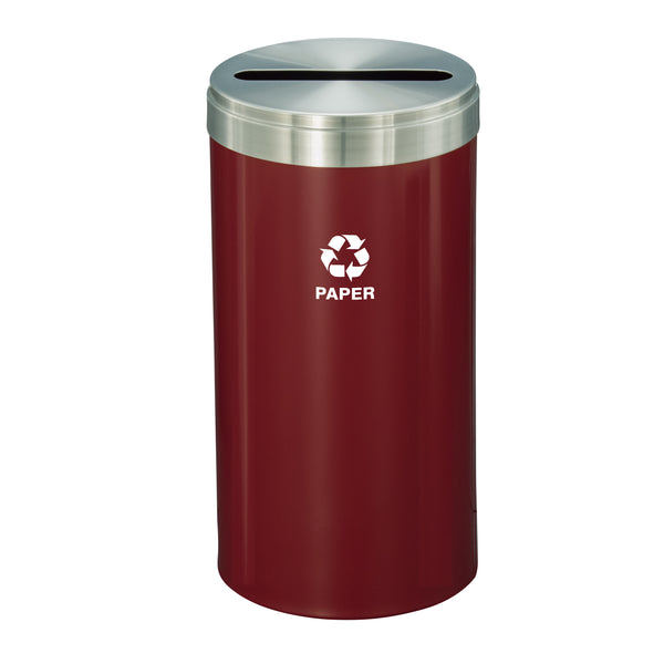 Glaro RecyclePro Value Paper Recycling Bin – Single Slot | Satin Aluminum Lid | 15–41 Gallons | Made in USA