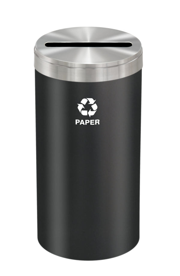 Glaro RecyclePro Value Paper Recycling Bin – Single Slot | Satin Aluminum Lid | 15–41 Gallons | Made in USA