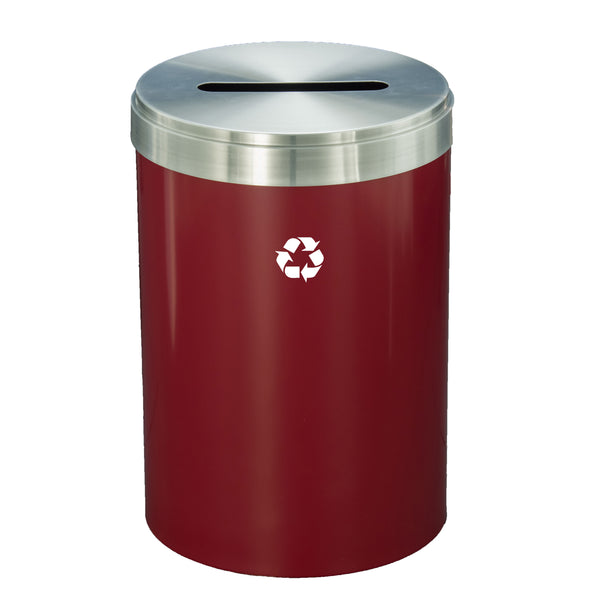 Glaro RecyclePro Value Paper Recycling Bin – Single Slot | Satin Aluminum Lid | 15–41 Gallons | Made in USA
