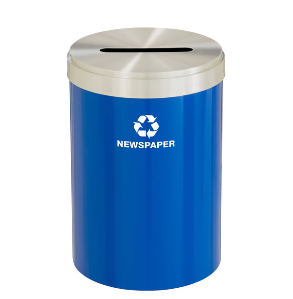 Glaro RecyclePro Value Paper Recycling Bin – Single Slot | Satin Aluminum Lid | 15–41 Gallons | Made in USA