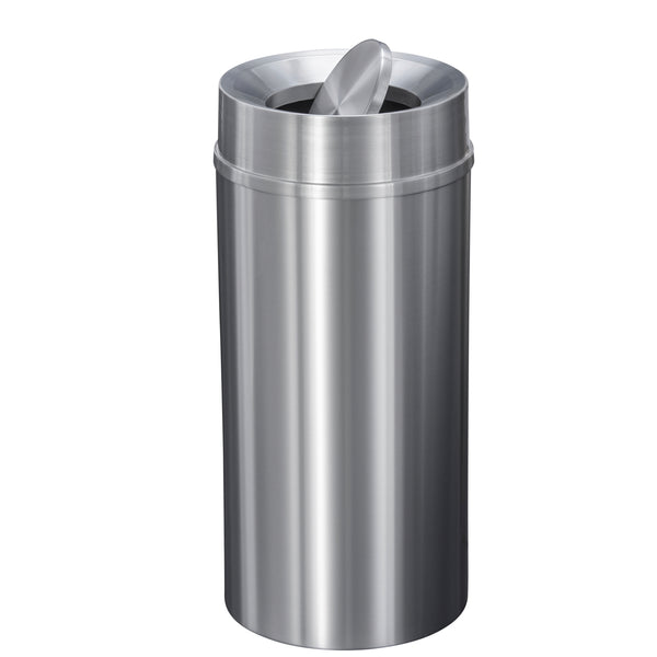 Glaro Waste Receptacle – Tip Action Lid | Satin Aluminum Finish | Made in USA