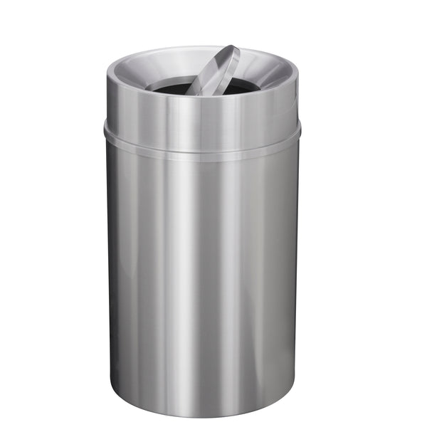 Glaro Waste Receptacle – Tip Action Lid | Satin Aluminum Finish | Made in USA
