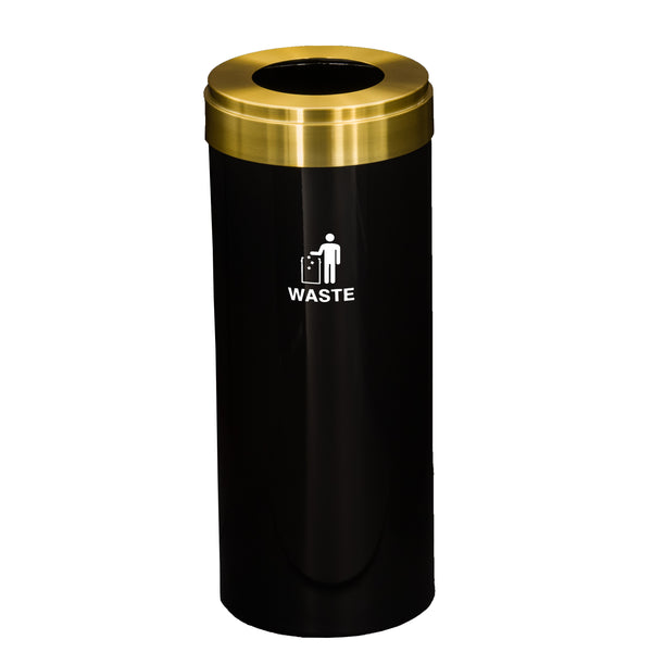 Glaro RecyclePro Value Series with Single Purpose, Large Opening for WASTE & TRASH - Designer Color base with Satin Brass Lid