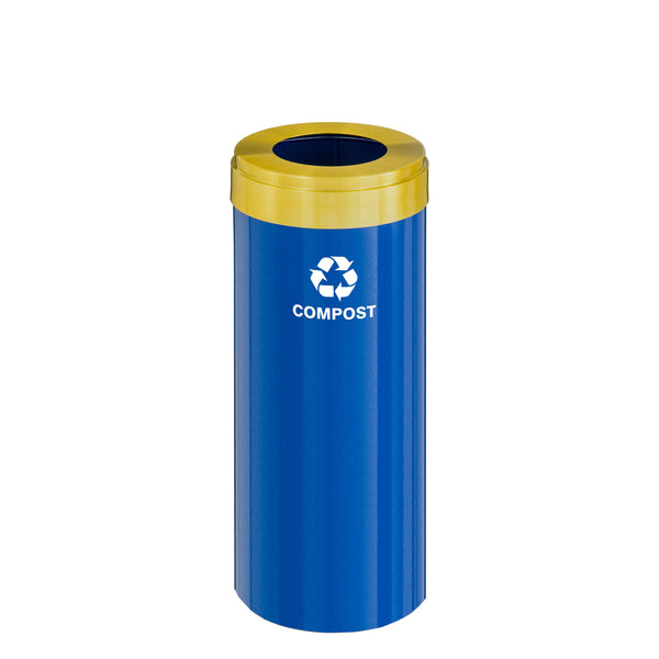 Glaro RecyclePro Value Single Purpose Recycling Receptacle – Satin Brass Lid, Multiple Sizes | Made in USA