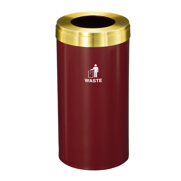 Glaro RecyclePro Value Single Purpose Recycling Receptacle – Satin Brass Lid, Multiple Sizes | Made in USA