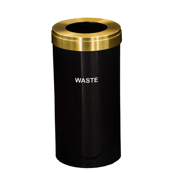 Glaro RecyclePro Value Single Purpose Recycling Receptacle – Satin Brass Lid, Multiple Sizes | Made in USA