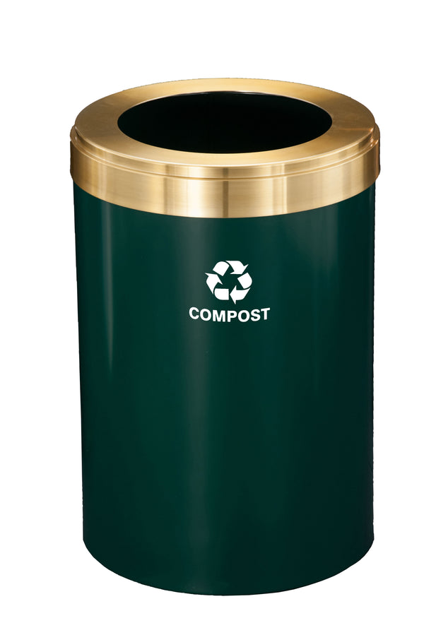 Glaro RecyclePro Value Single Purpose Recycling Receptacle – Satin Brass Lid, Multiple Sizes | Made in USA