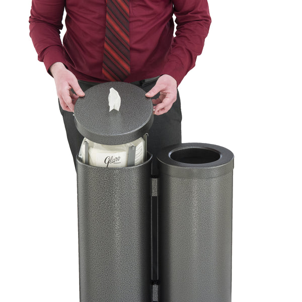 Glaro Floor Standing Antibacterial Wipes Station with Trash Receptacle | Made in USA