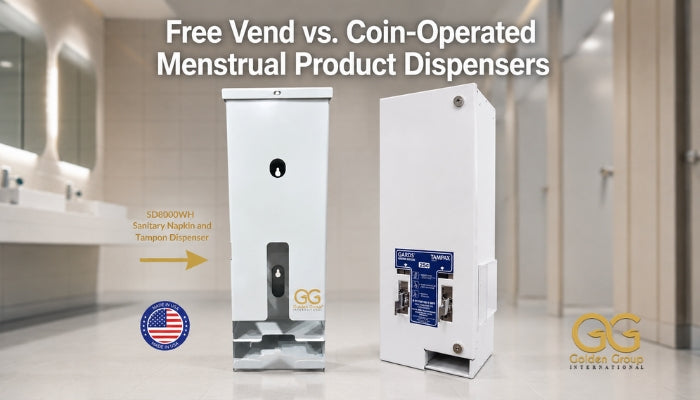 Free Vend vs. Coin-Operated Menstrual Product Dispensers by Golden Group International