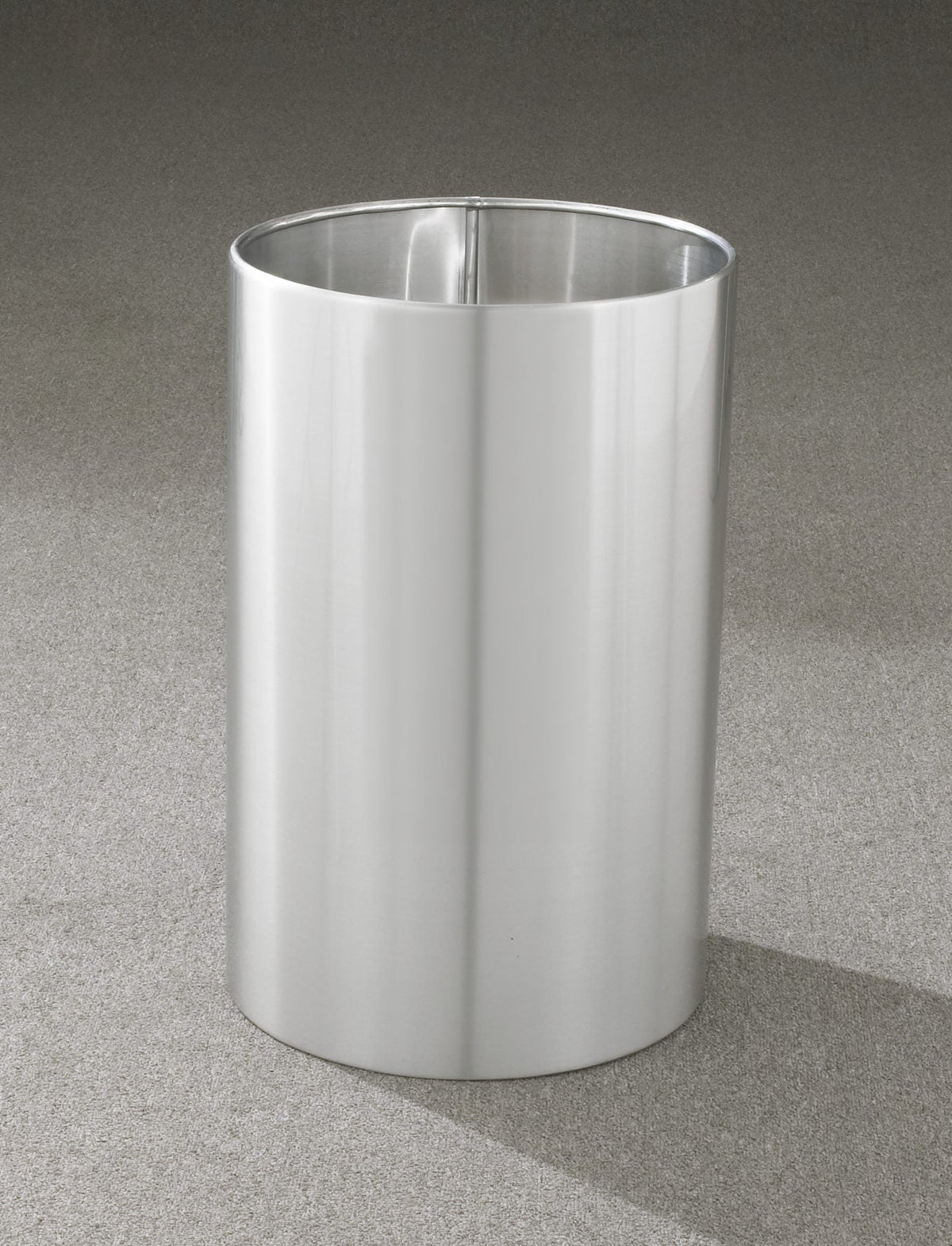 Glaro Open-Top Commercial Trash Can – Satin Aluminum, 5–39 Gallon, Indoor