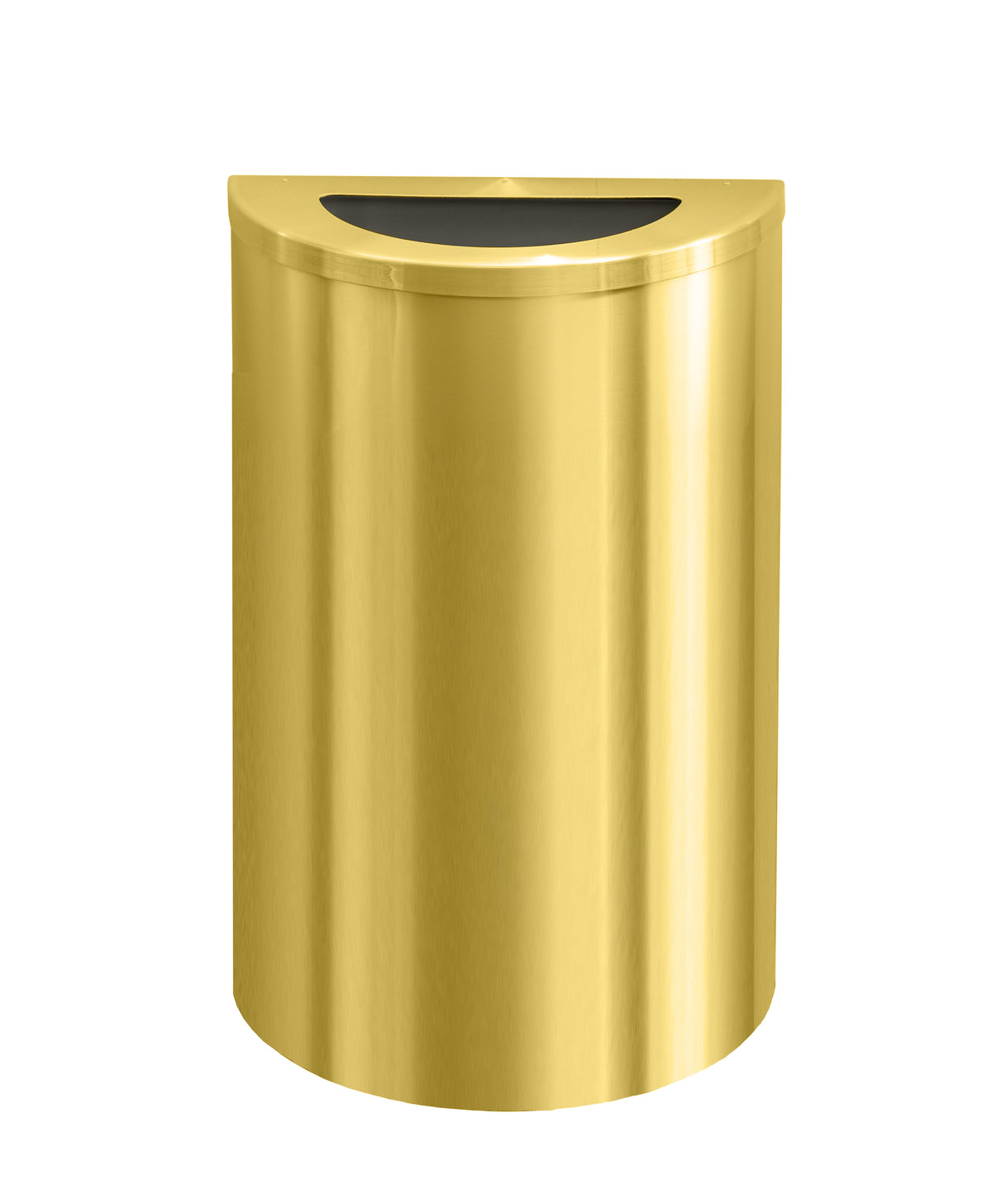 Glaro “Profile” 18"  Half Round Waste Receptacle –  Satin Brass Matching Lid and Base, Made in USA