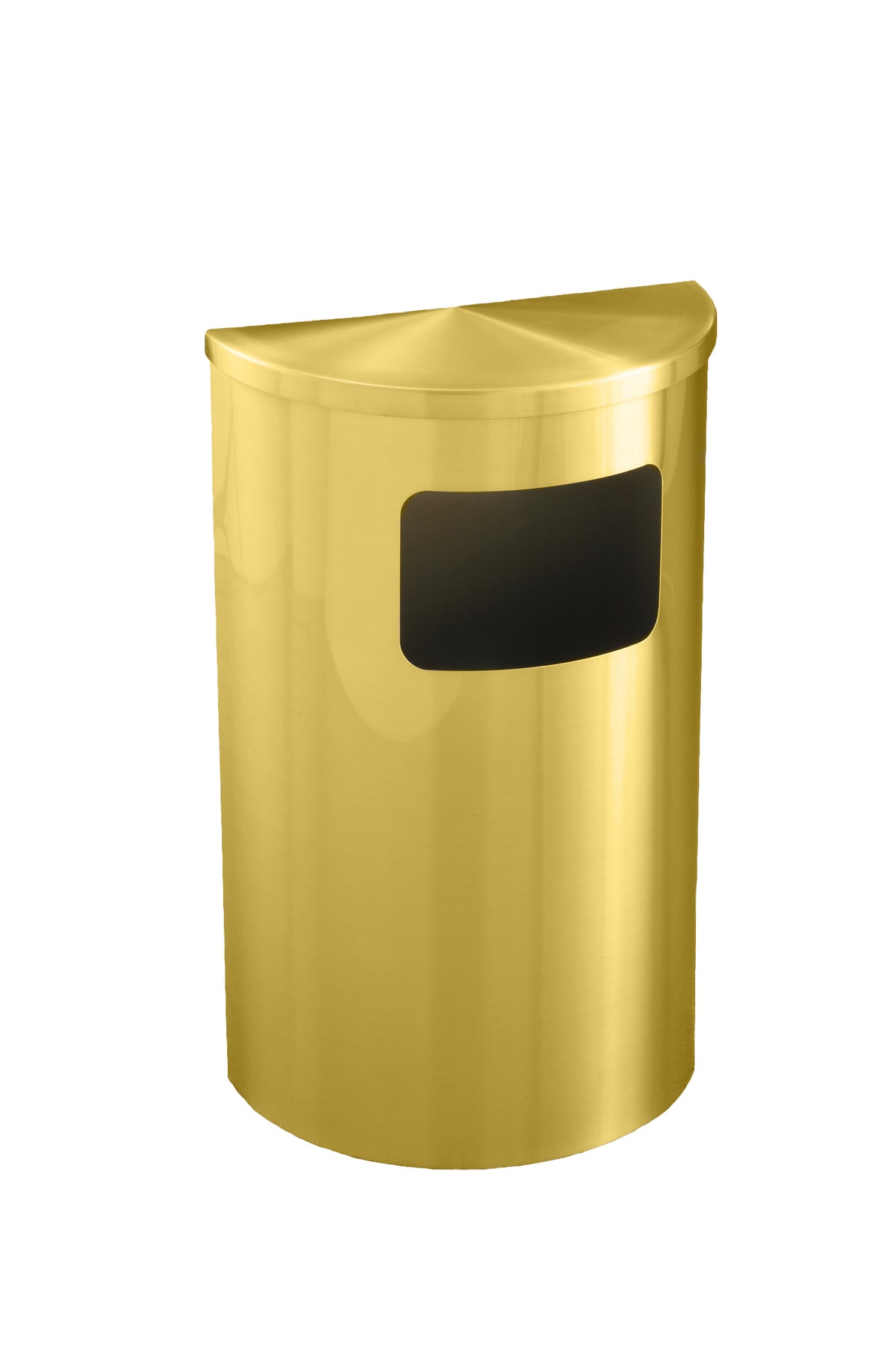 Glaro “Profile” 18"  Half Round Waste Receptacle –  Satin Brass Matching Lid and Base, Made in USA