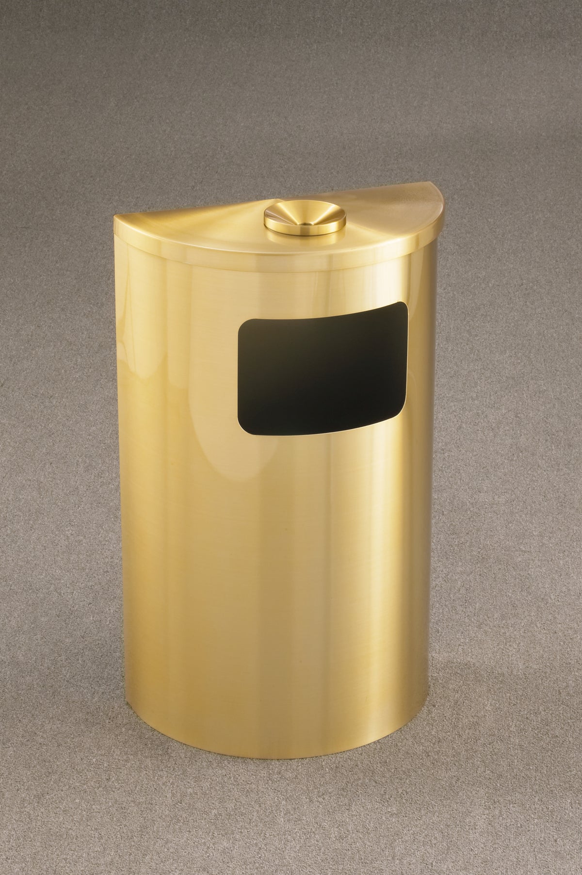 Glaro “Profile” 18"  Half Round Waste Receptacle –  Satin Brass Matching Lid and Base, Made in USA