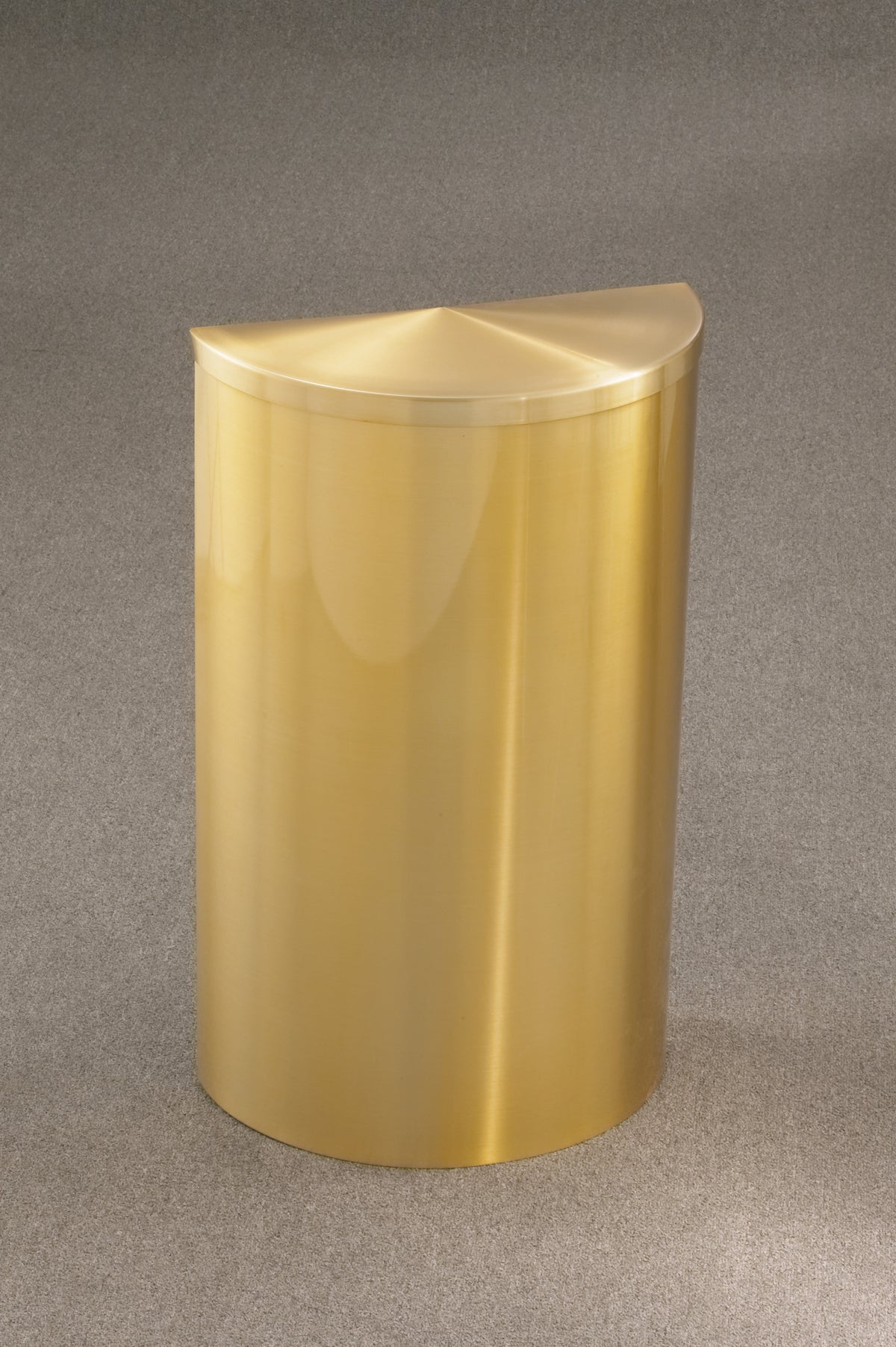Glaro “Profile” 18"  Half Round Waste Receptacle –  Satin Brass Matching Lid and Base, Made in USA