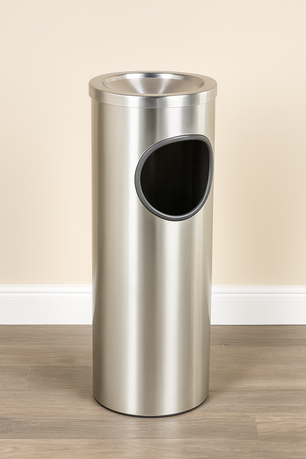 Glaro “New Yorker” Satin Aluminum  Ash/Trash Receptacle – Commercial Grade Indoor/Outdoor Cigarette Ash and Waste Bin