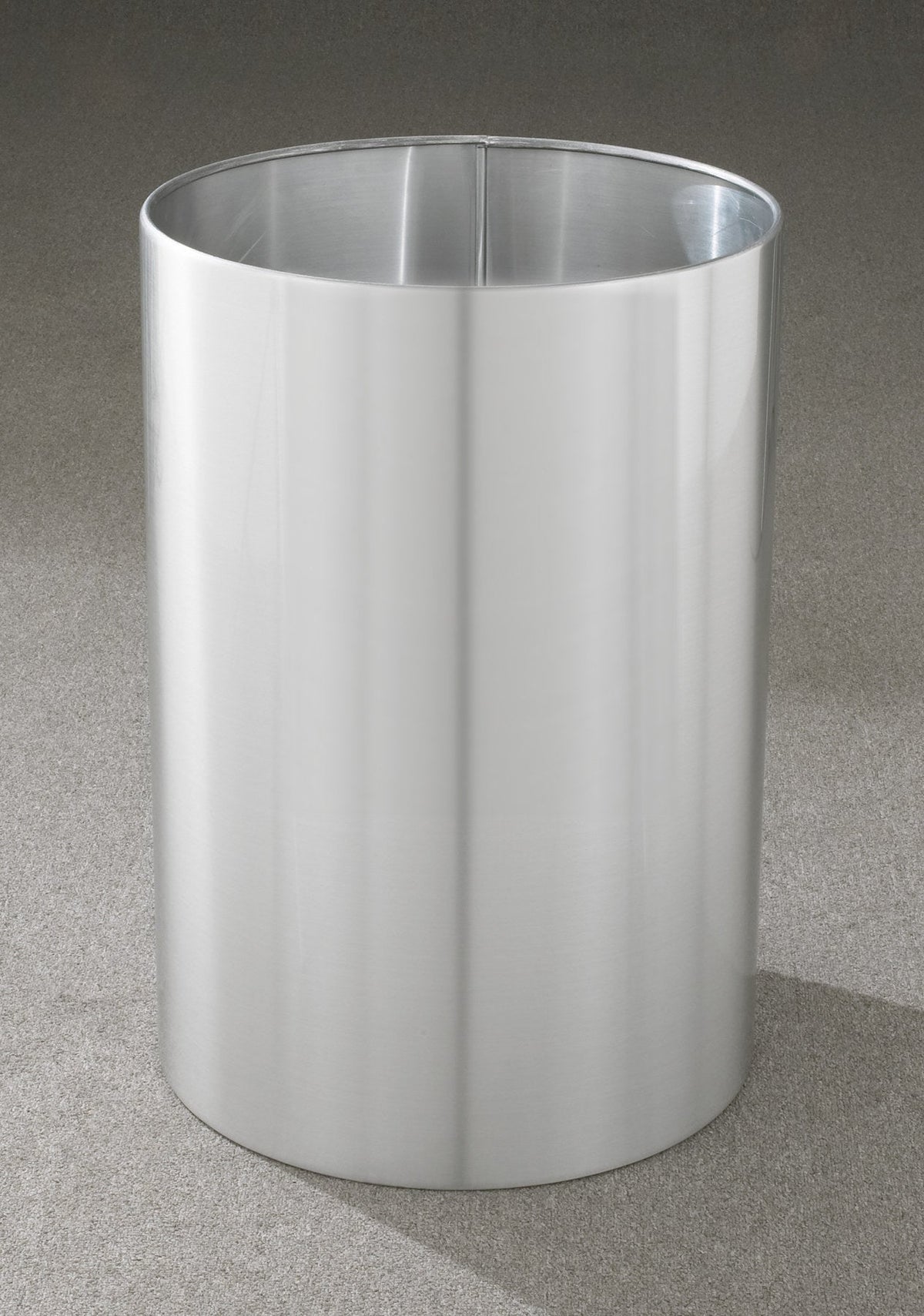 Glaro Open-Top Commercial Trash Can – Satin Aluminum, 5–39 Gallon, Indoor