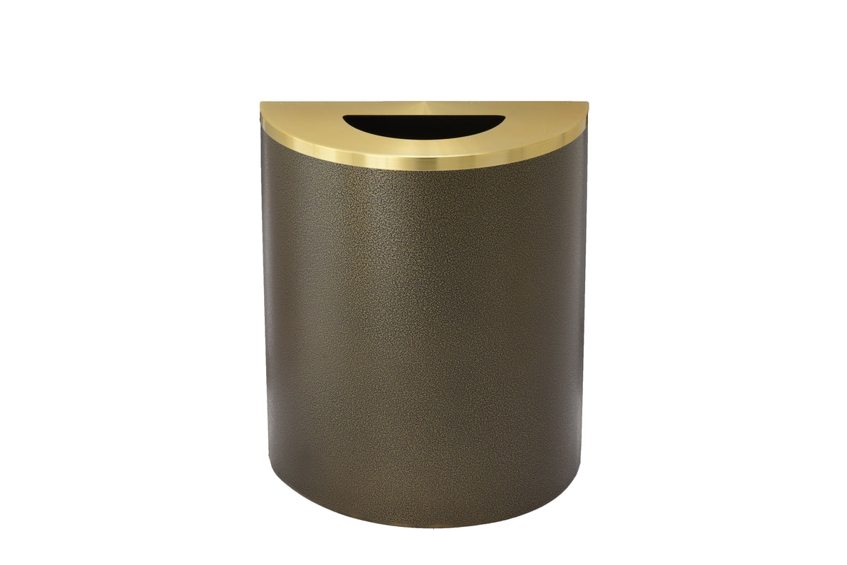 Glaro Profile Series 24" Half-Round Trash Receptacle – 5.5" x 12" Opening, Hinged Lid, 29 Gallon, Commercial Indoor (2491SA, 2491BE, 2491**, 2491*SA, 2491*BE)