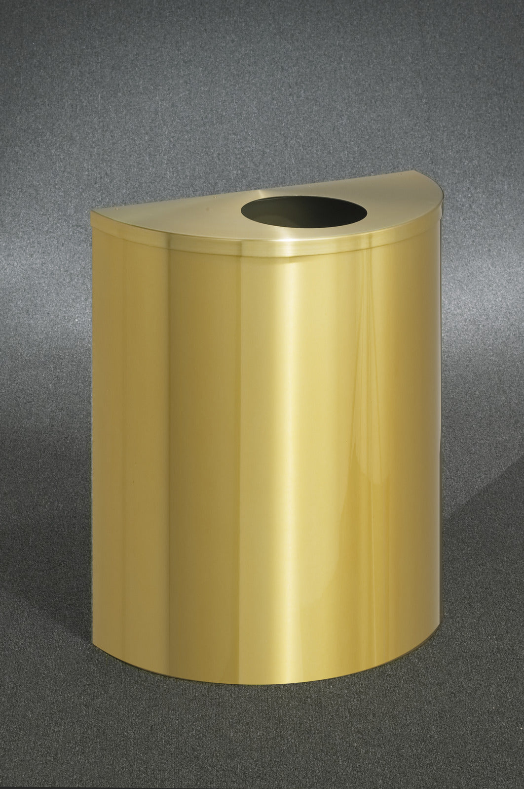 Glaro Profile Series 24" Half-Round Trash Receptacle – 8" Round Opening, Hinged Lid, 29 Gallon, Commercial Indoor (2492SA, 2492BE, 2492**, 2492*SA, 2492*BE)